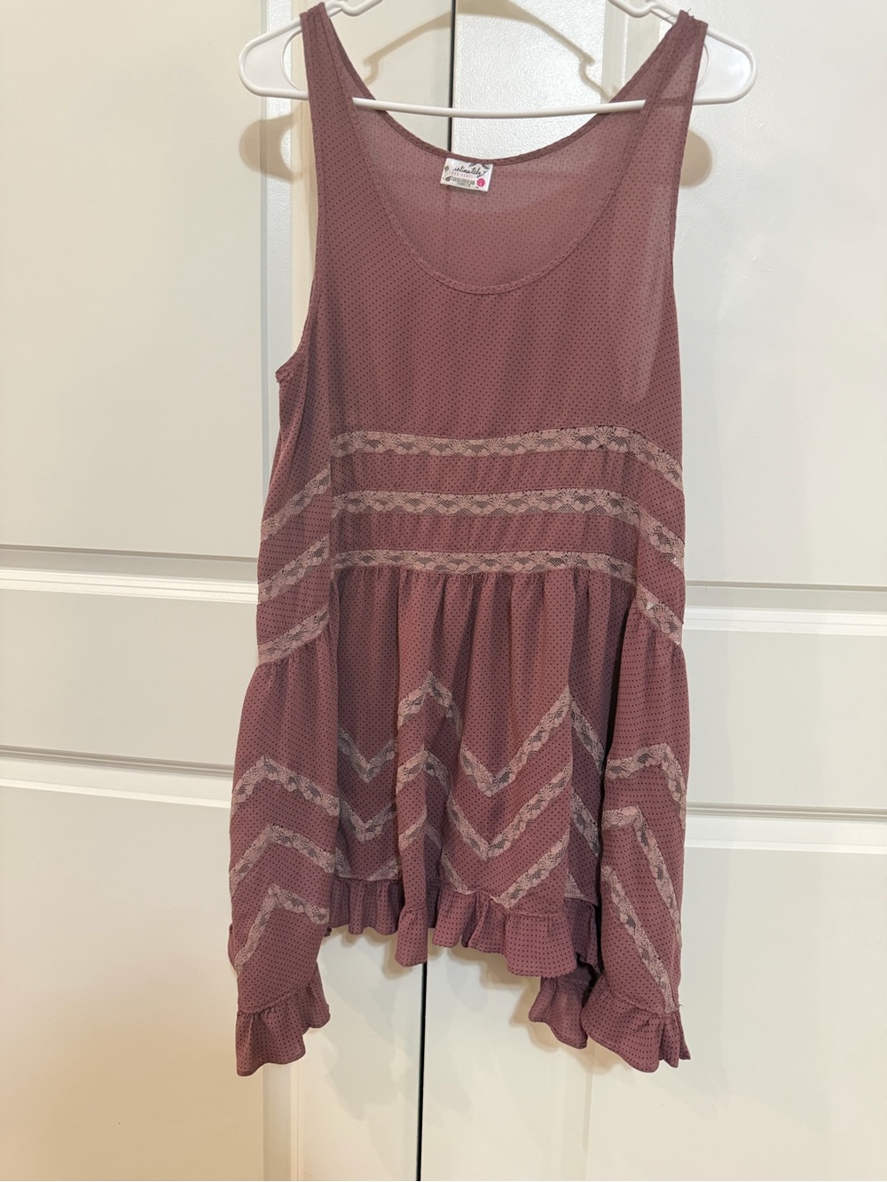 Free People Dusty Mauve Lace-Trim Sleeveless Tunic